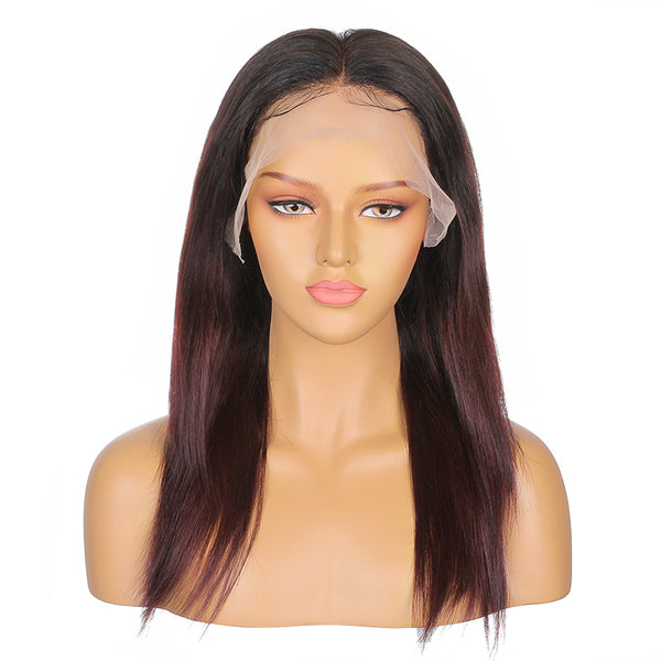 Prianka |  16’’Medium-length Straight With Fashion Burgundy Gradient Human Hair Wig