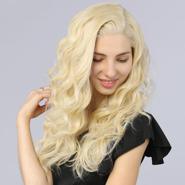 Synthetic Lace Front Wig Long Wavy Fake Scalp 613# Blonde Color - petsarenotproducts
