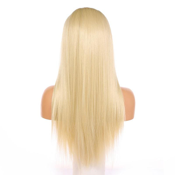 Fake Scalp Synthetic Full Lace Straight Wig Blonde Hair 613# - petsarenotproducts