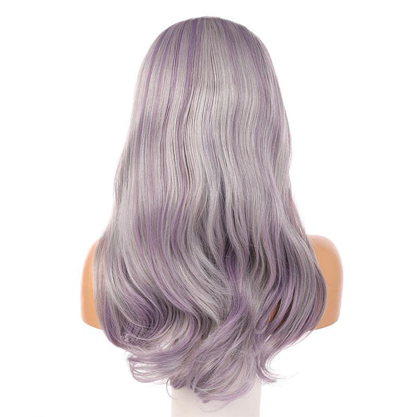 Fashion full lace wig synthetic wavy hair Fake Scalp 60# highlight purple color | petsarenotproducts