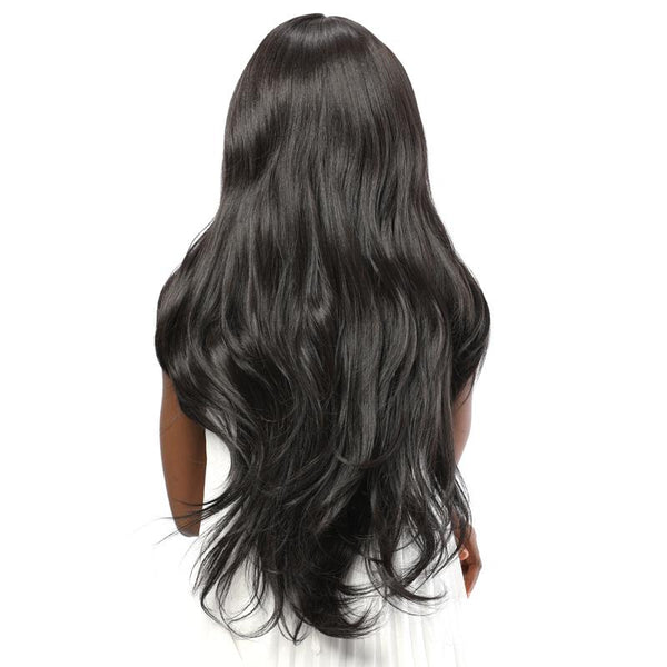 Synthetic Lace Front Wavy Wig｜Fake Scalp Black Color | petsarenotproducts