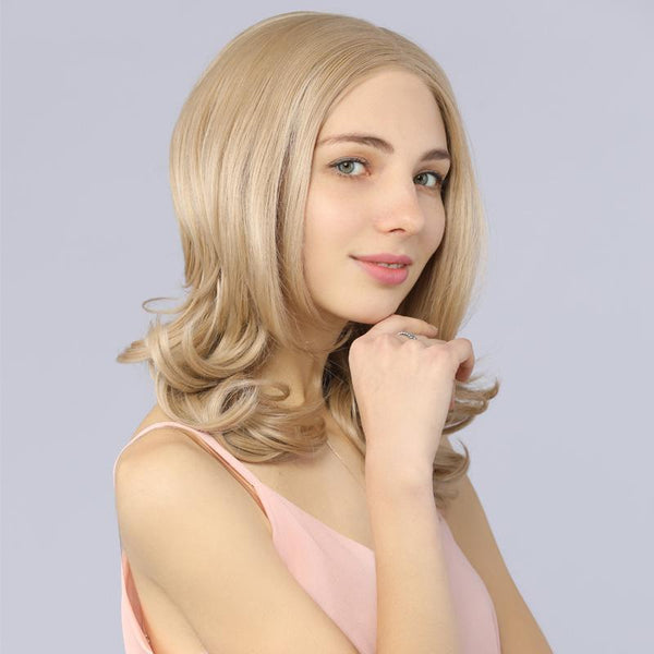 Fake Scalp Bob Short Lace Front Wavy Wigs Ash Blonde 103# color - petsarenotproducts