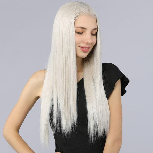 Fake Scalp Synthetic Frontal Lace Wig 13''x6''straight wigs color 60# - petsarenotproducts