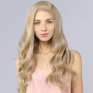 Synthetic Lace Front Wavy Wig Fake Scalp Natural Hairline Blonde color 103# - petsarenotproducts