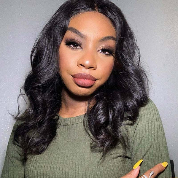 22" BODY WAVE PRE-PLUCKED LACE FRONT NATURAL HUMAN HAIR WIG