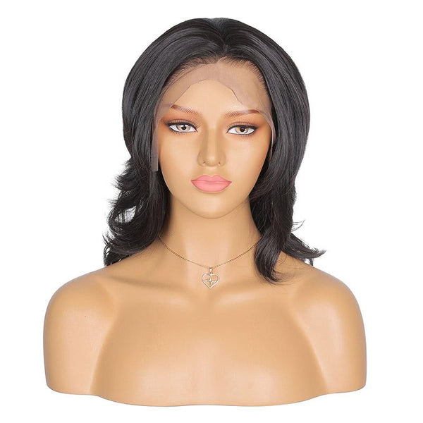 Lace Front Wigs Women 13X6 Lace Kanekalon Futura Synthetic Wigs Short Bob Wave Layers Black 18"