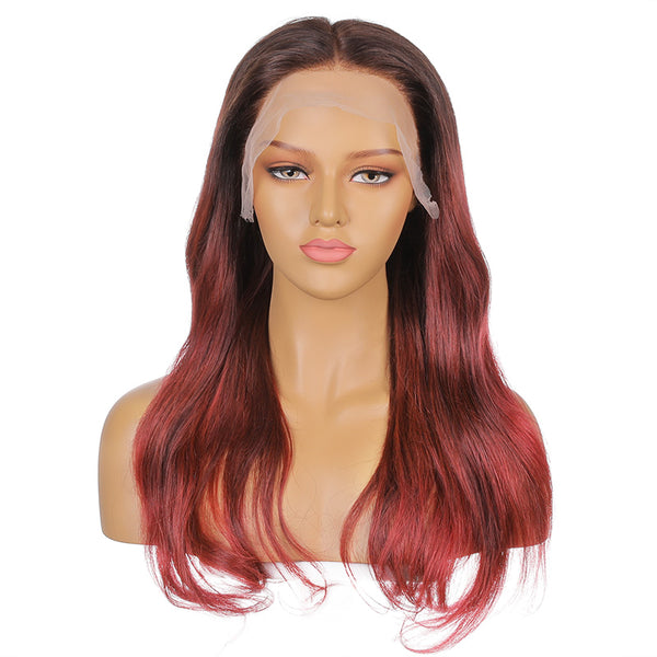 Edith |  20’’Orange-red natural gradient temperament curly human hair wig