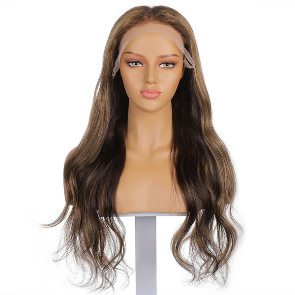 Evelyn |  24” Warm Tone Long Body Wave Human Hair Lace Front Wig