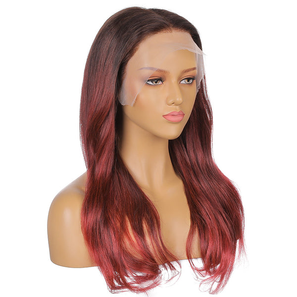 Edith |  20’’Orange-red natural gradient temperament curly human hair wig