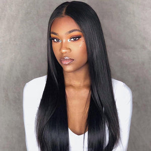Undetectable Front Lace Wigs Straight Virgin Human Hair 180% Density
