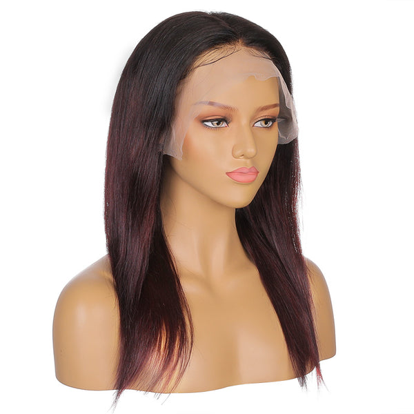 Prianka |  16’’Medium-length Straight With Fashion Burgundy Gradient Human Hair Wig