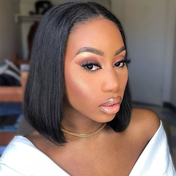 10" Bob Short Glueless Lace Wig Human Hair Wigs