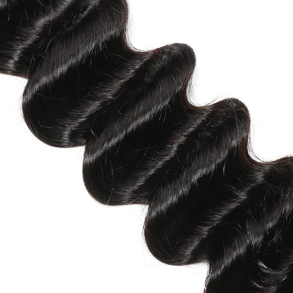 MILD WILD Brazilian Human Hair Loose Deep Wave Bundles with Closure (12 14 16+10) 10A Virgin Hair Loose Deep Curly 100% Human Hair 3 Bundles with Closure Natural Color