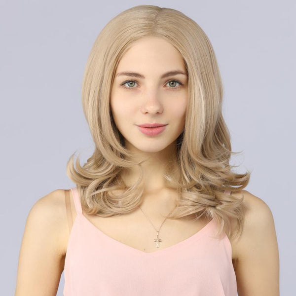 Fake Scalp Bob Short Lace Front Wavy Wigs Ash Blonde 103# color - MILDWILD