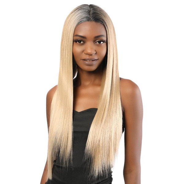 Synthetic Lace Front Wig Long Straight Two Tone Blonde Color 2T103# - MILDWILD
