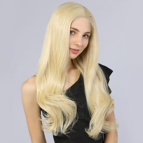 613# Blonde Color Synthetic Lace Front Wig Fake Scalp 13x6 inches Lace - MILDWILD