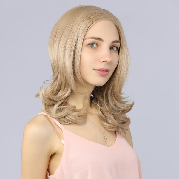 Fake Scalp Bob Short Lace Front Wavy Wigs Ash Blonde 103# color - MILDWILD