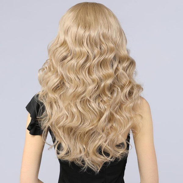 Synthetic Lace Front Wigs Curly Wavy Layers Simulation Scalp Ash Blond 103# color - MILDWILD