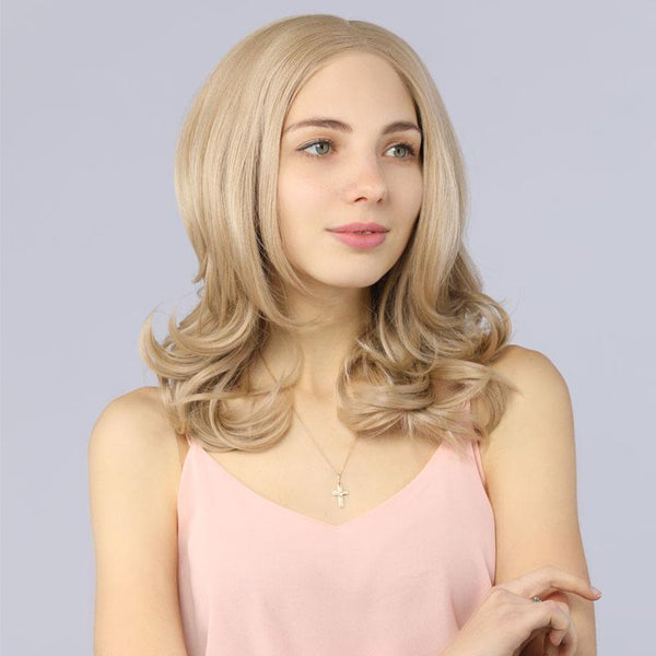 Fake Scalp Bob Short Lace Front Wavy Wigs Ash Blonde 103# color - MILDWILD